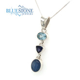 Sterling Silver Necklace with Topaz, Iolite and Kyanite- 18 Inches